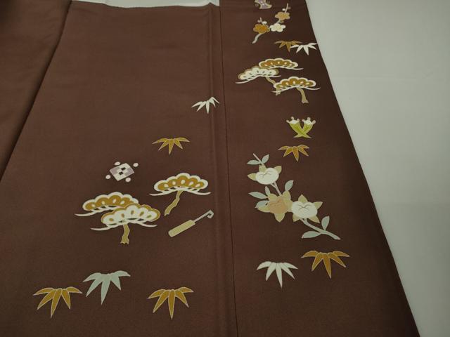 平和屋本店●極上　銀座　志ま亀　訪問着　駒刺繍　宝尽くし　黒鳶色地　金彩　ロング丈　たとう紙付き　逸品　未使用　DZAB7195kh6_8