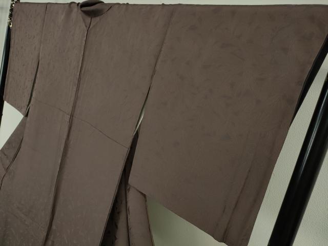 平和屋本店●極上　創業200年・7代目永治屋清左衛門　お召　笹の葉地紋　色無地　紅消鼠色　ロング丈　逸品　DZAB7229kh6_3