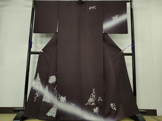 長閑やかさ屋中央局●限りない 短い訪問着 総刺しゅう 洋花文 暈し染め 現ナマ糸 珠玉 DZAB7238kh6