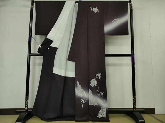 長閑やかさ屋中央局●限りない 短い訪問着 総刺しゅう 洋花文 暈し染め 現ナマ糸 珠玉 DZAB7238kh6