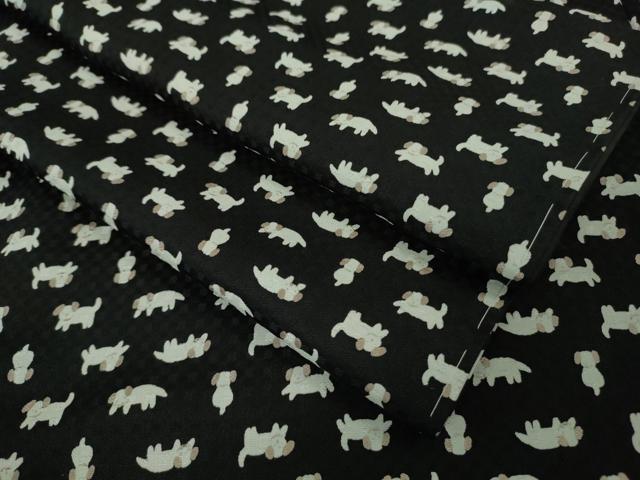 平和屋着物●極上　小紋　犬　黒地　逸品　未使用　DZAB7735kh6