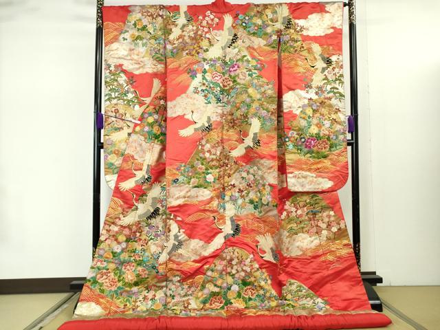 平和屋本店●極上　色打掛　和装　婚礼　結婚式　花嫁　神社挙式　相良刺繍　駒刺繍　飛鶴吉祥花文　金糸　逸品　DZAB7749kh6 234,000円