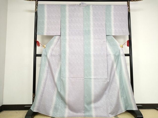 平和屋本店■極上　夏物　小紋　草花紋紗　暈し染め　正絹　逸品　KAAA1701kk4