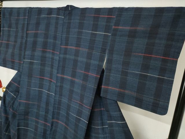 平和屋本店■極上　郡上紬　草木染　霞文　正絹　逸品　KAAA1761kk5_3