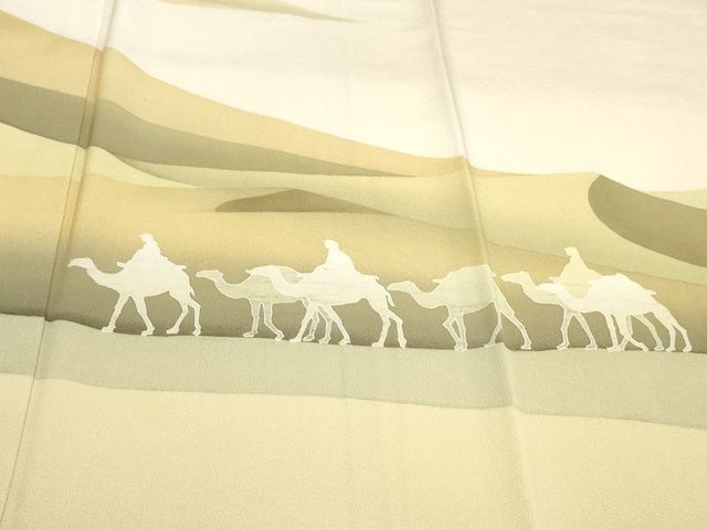 平和屋本店□極上 本加賀友禅作家 石田巳代治 訪問着 シルクロード ラクダ