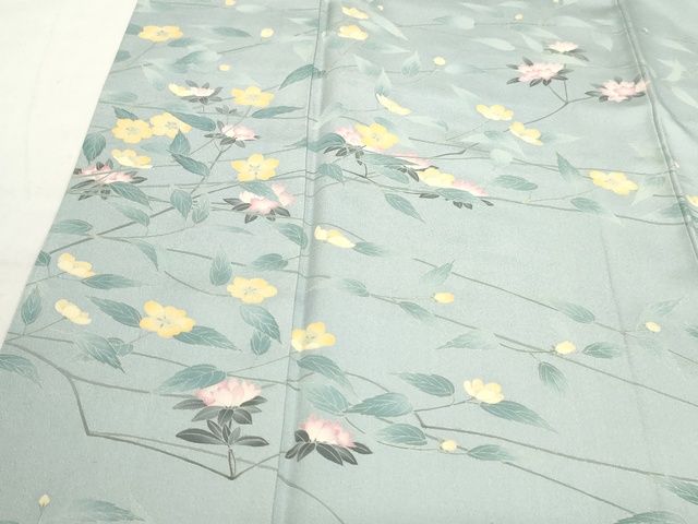 平和屋本店□極上 加賀友禅の巨匠 初代 由水十久 訪問着 枝花文 薄雲鼠