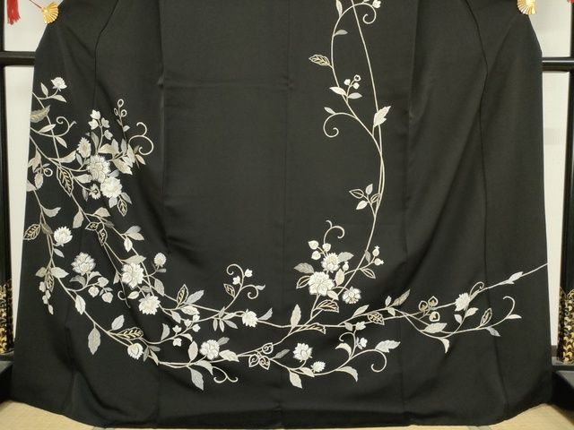 平和屋着物 訪問着 総刺繍 枝垂れ花文 暈し染め 金糸 正絹 逸品