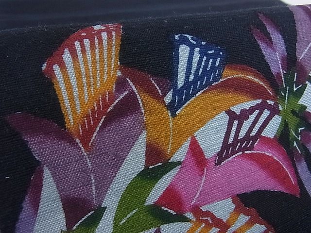 平和屋本店■希少　人間国宝　玉那覇有公　本場琉球紅型　九寸名古屋帯　紬地　逸品　kh352 平和屋本店□希少 人間国宝 玉那覇有公 本場琉球紅型 九寸名古屋帯 紬