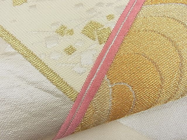 平和屋着物□六通柄袋帯 唐織 色紙重ね立波文 金銀糸 逸品 n-fw3388の