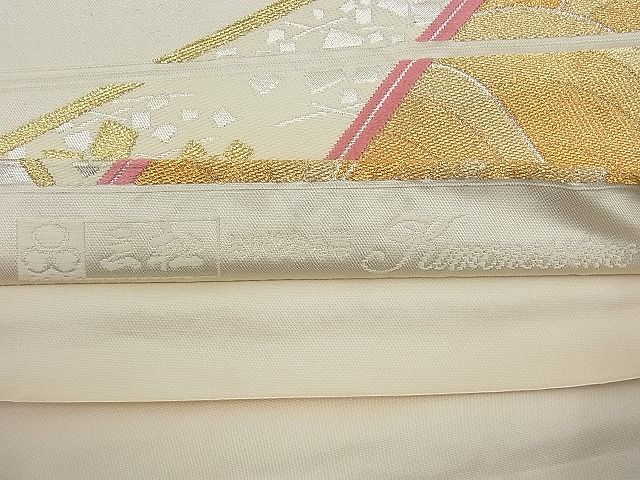 平和屋着物□六通柄袋帯 唐織 色紙重ね立波文 金銀糸 逸品 n-fw3388の