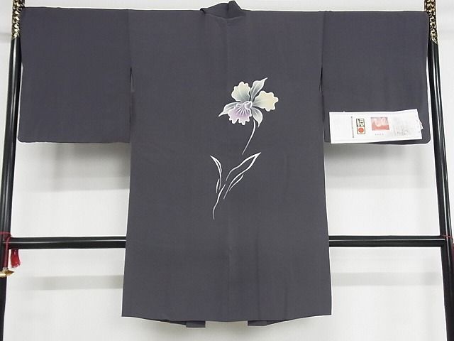平和屋本店■極上　本加賀友禅作家　鬼島武司　長羽織　カトレア　浜ちりめん　証紙付き　逸品　DZAA4093kh5