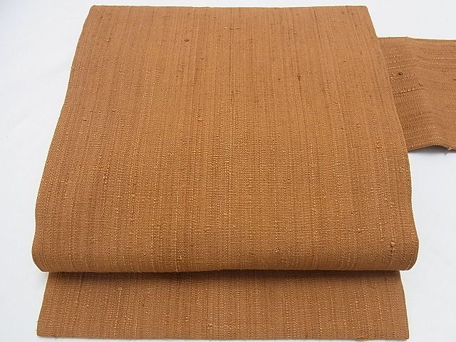 平和屋本店●極上　浦野理一　経節紬　九寸名古屋帯　唐茶色　正絹　逸品　未使用　KAAA0832kk4
