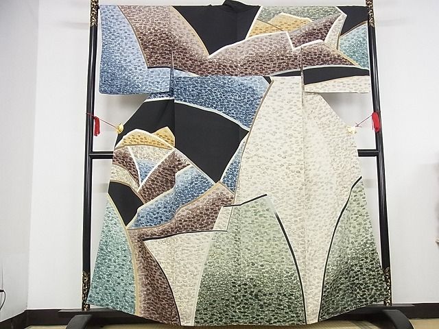 平和屋本店■極上　名門・上野家　四代目 上野真　訪問着　反端付き　着丈159cm　裄丈68cm　正絹　逸品　4kk4231