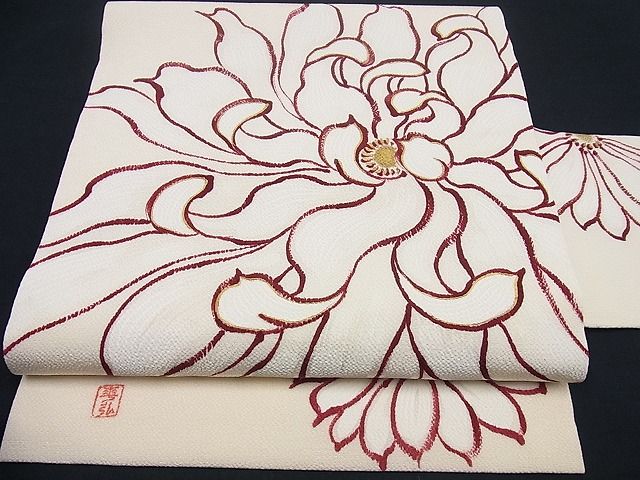 平和屋本店■極上人間国宝 森口華弘 蒔糊友禅 蒔糊散らし 九寸名古屋帯 乱菊 金彩 三越 パールトーン 未使用3s1043