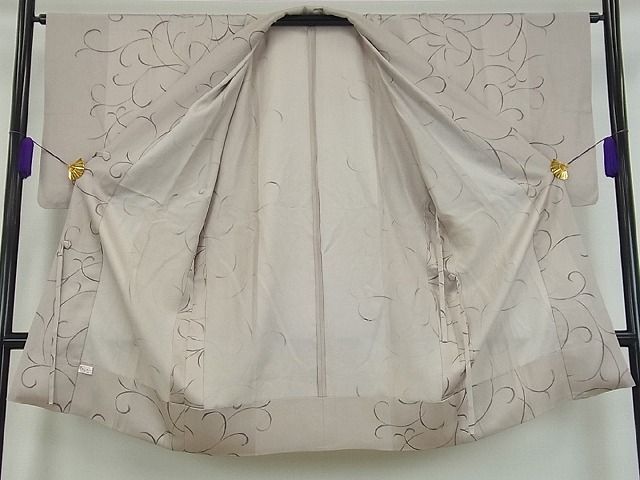 平和屋本店□極上 道中着 単衣 ロング丈 唐草文 金彩 逸品 2s10588