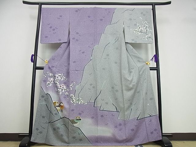 平和屋本店■極上 人間国宝 羽田登喜男 TOKIOetTOKI 訪問着 鴛鴦に枝梅 たたき染 金彩 パールトーン加工3s1319