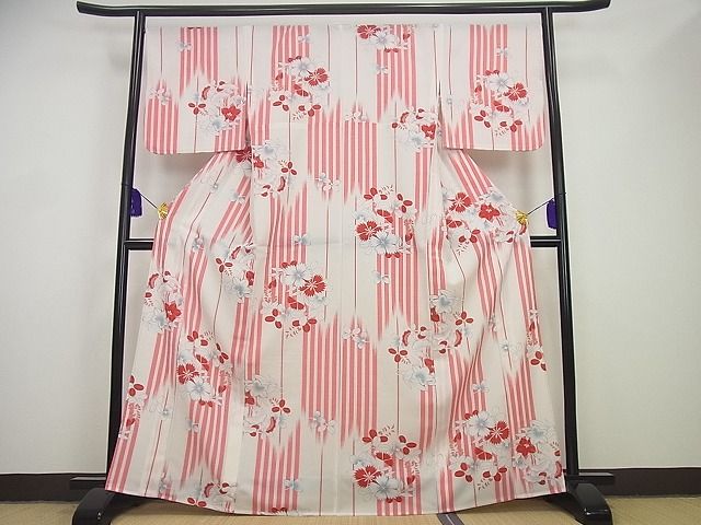 着物7 撫松庵 薔薇柄浴衣単衣着物 セオアルファ 身丈167 裄丈