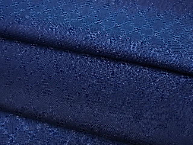 平和屋本店■極上　藍造り国選定無形文化財　佐藤阿波藍製造所　十九代目藍師・佐藤昭人 花織 紬地 横段文 さが美扱い 3s3146