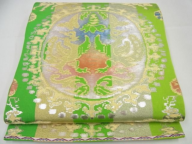 平和屋本店■最高級　龍村平蔵製　本袋帯　円文白虎錦　金銀糸　逸品3s3802