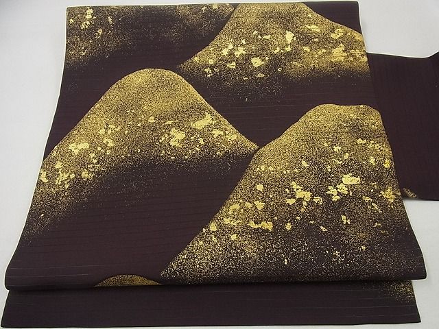 平和屋本店＊希少　夏物　浦野理一　絽塩瀬　九寸名古屋帯　遠山文　金彩　たとう紙付き　逸品　未使用3s4677_1