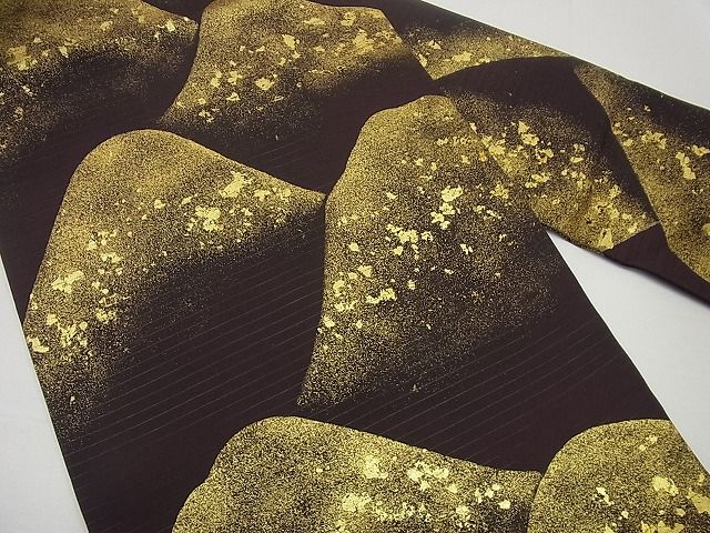 平和屋本店＊希少　夏物　浦野理一　絽塩瀬　九寸名古屋帯　遠山文　金彩　たとう紙付き　逸品　未使用3s4677_2