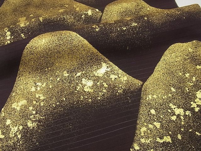 平和屋本店＊希少　夏物　浦野理一　絽塩瀬　九寸名古屋帯　遠山文　金彩　たとう紙付き　逸品　未使用3s4677_4