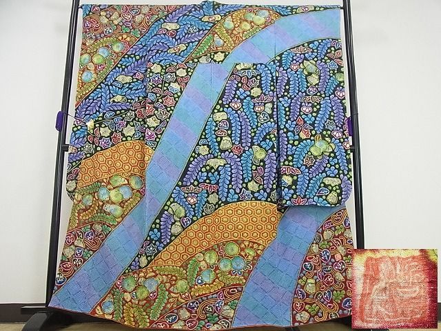 平和屋本店■極上　樋熊哲也　振袖　辻が花　総絞り　手描き　銀通し地　逸品　未使用3s5057