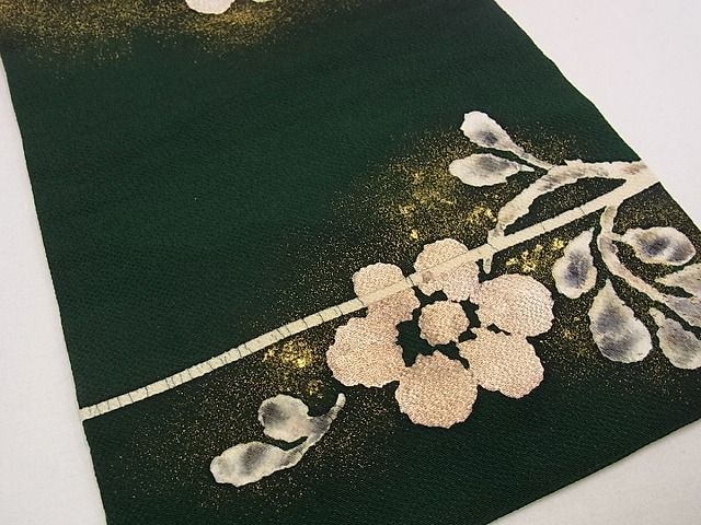 平和屋本店●希少　浦野理一　九寸名古屋帯　枝花文　鬼しぼ縮緬　金彩　逸品s6864_5