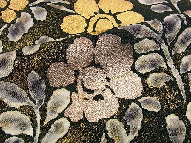 平和屋本店●希少　浦野理一　九寸名古屋帯　枝花文　鬼しぼ縮緬　金彩　逸品s6864_3