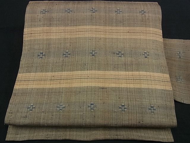 平和屋本店■希少　夏物　人間国宝　平良敏子　喜如嘉の芭蕉布　花織　八寸名古屋帯　証紙付き　逸品s7450 平和屋本店□希少 夏物 人間国宝 平良敏子 喜如嘉の芭蕉布 花織 八寸