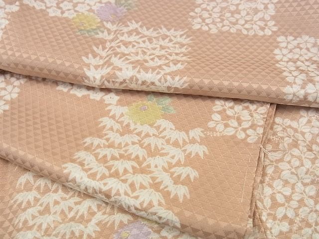 平和屋本店■極上　長襦袢　単衣　市松花文　逸品s7907