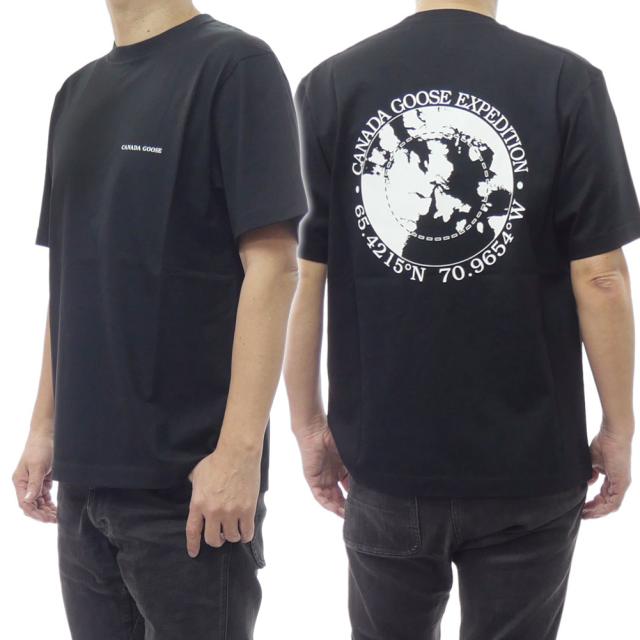 CANADA GOOSE カナダグース Tシャツ メンズ 半袖 トップス 綿100％ クルーネックTシャツ 1328M1 / NOVO T-SHIRT WITH BACK GRAPHIC ブラック