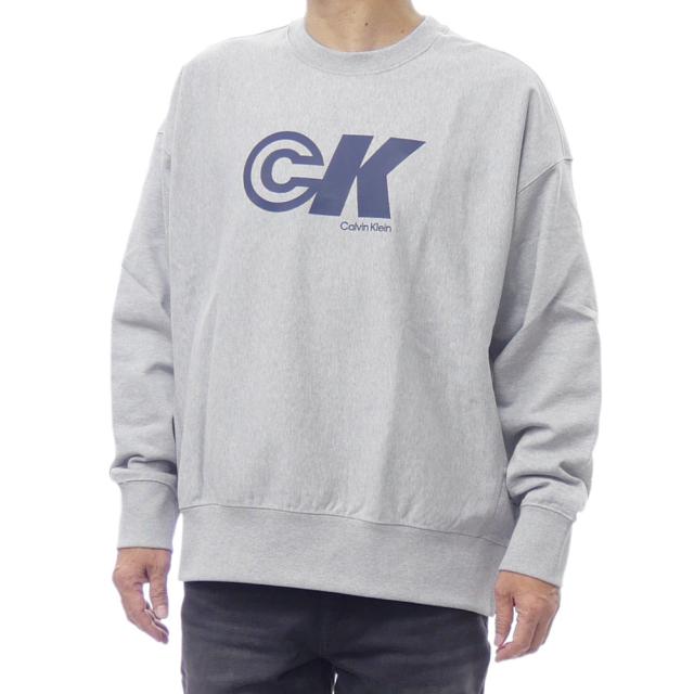 セールAW CALVIN KLEIN JEANS カルバンクラインジーンズ トレーナー メンズ コットン 綿100％ 4RC840G グレー