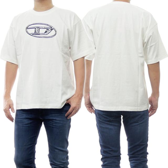 旧モデルセール！ DIESEL ディーゼル Tシャツ メンズ 半袖 トップス クルーネック コットン 綿100％ A15269 0TJAY / T-BOXT-O22 ホワイト