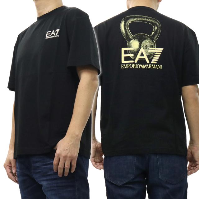 EMPORIO ARMANI エンポリオアルマーニ EA7 Tシャツ メンズ クルーネックTシャツ 半袖 トップス 綿100％ 7M001402 AF22264 ブラック