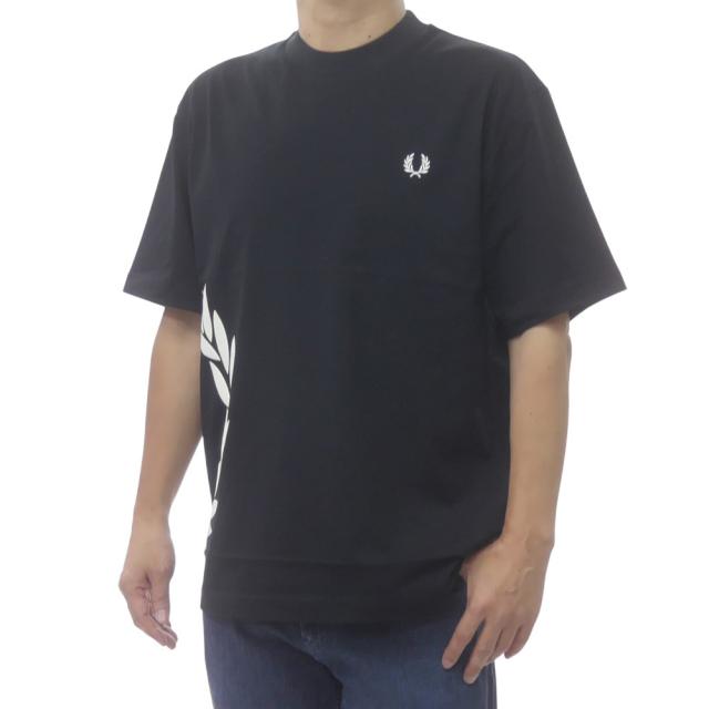 FRED PERRY フレッドペリー Tシャツ メンズ クルーネックTシャツ 半袖 トップス M2440 / TEXTURED LAUREL WREATH T-SHIRT ブラック