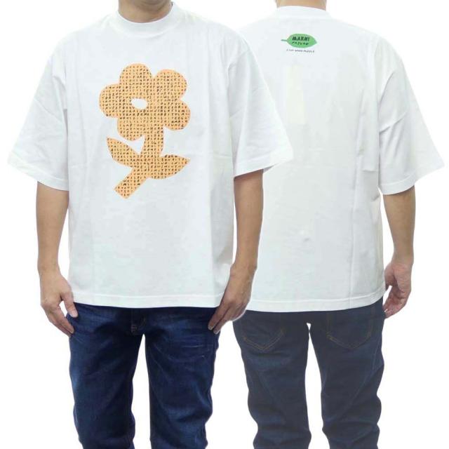 旧モデルセール！ MARNI マルニ Tシャツ メンズ 半袖 トップス クルーネック コットン 綿100％ HUMU0223PP USCW19 ホワイト