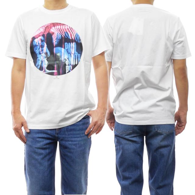 旧モデルセール！ PS PAUL SMITH ポールスミス Tシャツ メンズ 半袖 トップス クルーネック コットン 綿100％ M2R 011R NP4690 ホワイト 9,550円
