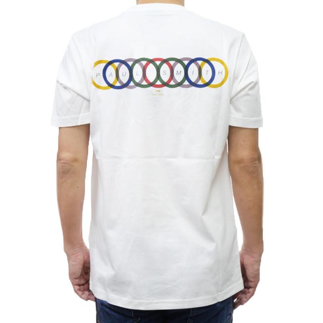 旧モデルセール！ PS PAUL SMITH ポールスミス Tシャツ メンズ 半袖 トップス クルーネック コットン 綿100％ M2R 011R PP5084 ブランド ロゴ バックプリント ホワイト
