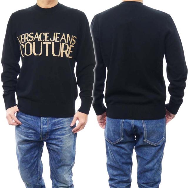 旧モデルセール！ VERSACE JEANS ヴェルサーチェジーンズ セーター メンズ クルーネック ニット 75GAB530 CDW62 ブラック
