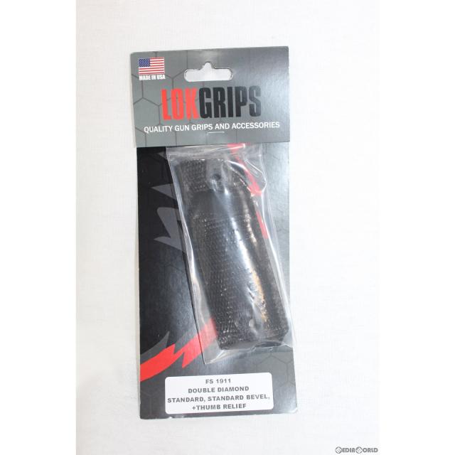 【新品即納】[MIL] LOKGRIPS(ロックグリップ) 1911 フルサイズ用・ダブルダイアモンド グリップ チェッカー・ソリッドブラック(20220628)