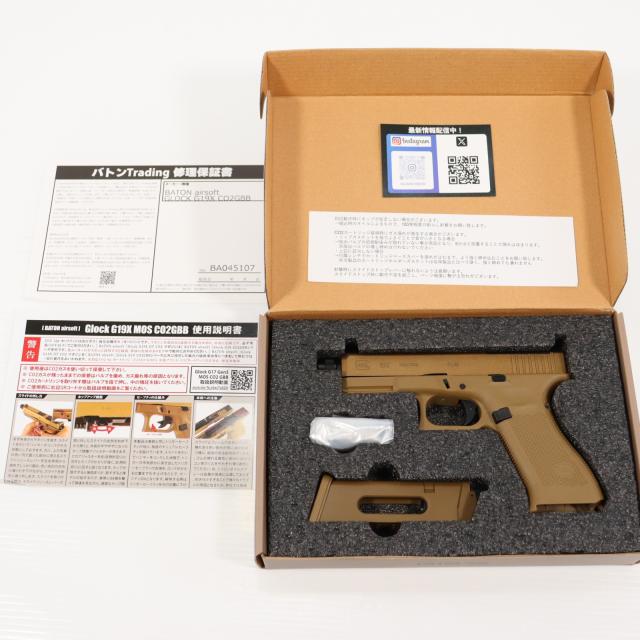 【新品即納】[MIL] BATON airsoft(バトンエアソフト) CO2ガスブローバック GLOCK(グロック) G19X MOS CO2GBB【JASG認定】(G19X) (18歳以上専用)(20260319)