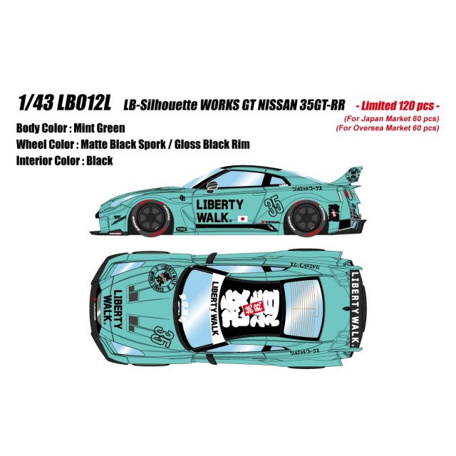 【予約安心出荷】[MDL] 1/43 LB-Silhouette WORKS GT 35GT-RR(ミントグリーン) 完成品 ミニカー(LB012L) EIDOLON(アイドロン)(2026年9月)