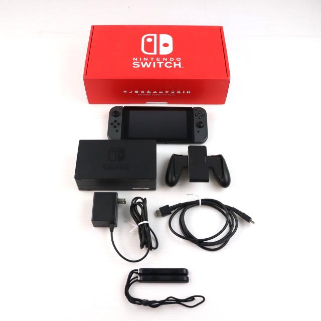 【中古即納】[Switch] (本体) マイニンテンドーストア限定 Nintendo Switchカスタマイズ Joy-Con(L)/R グレー Joy-Conストラップ ブラック 任天堂(HAC-S-KAAAA)(20170303)