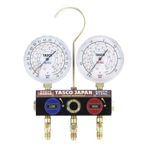 イチネンTASCO TA124W-2 ボールバルブ式ゲージマニホールドキット