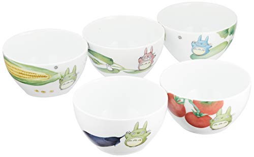 Noritake ノリタケ ボウルセット(5個)(絵変り) 11cm となりのトトロ 野菜シリーズ 電子レンジ対応 食洗器対応 5個 白 ファイ