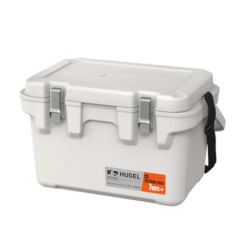 【新リニューアル】アイリスオーヤマ HUGEL 真空断熱クーラーボックス 20L アッシュホワイト 7日保冷 インナートレー ハンドル VITC