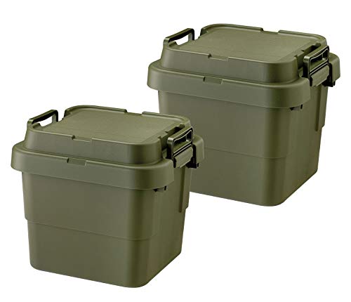 リス(RISU) 収納ボックス トランクカーゴ 30L グリーン 日本製 TC-30S 2個セット コンテナ ボックス スタッキング 屋外収納