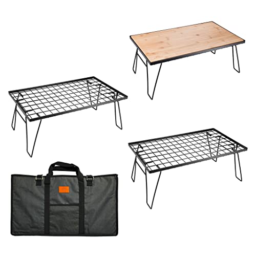 キャンピングムーン(CAMPING MOON) フィールド キャンプ マルチラック ラック 折り畳みラック 黒メッキスチール製 収納バック付き