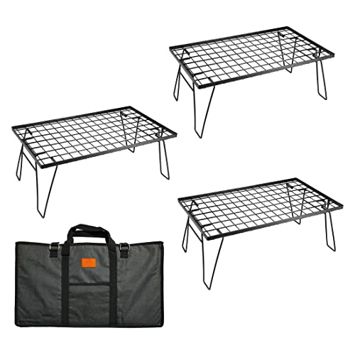 キャンピングムーン(CAMPING MOON) フィールドラック グラウンドラック 折り畳みラック 黒メッキスチール製 収納バック付き 本体T-
